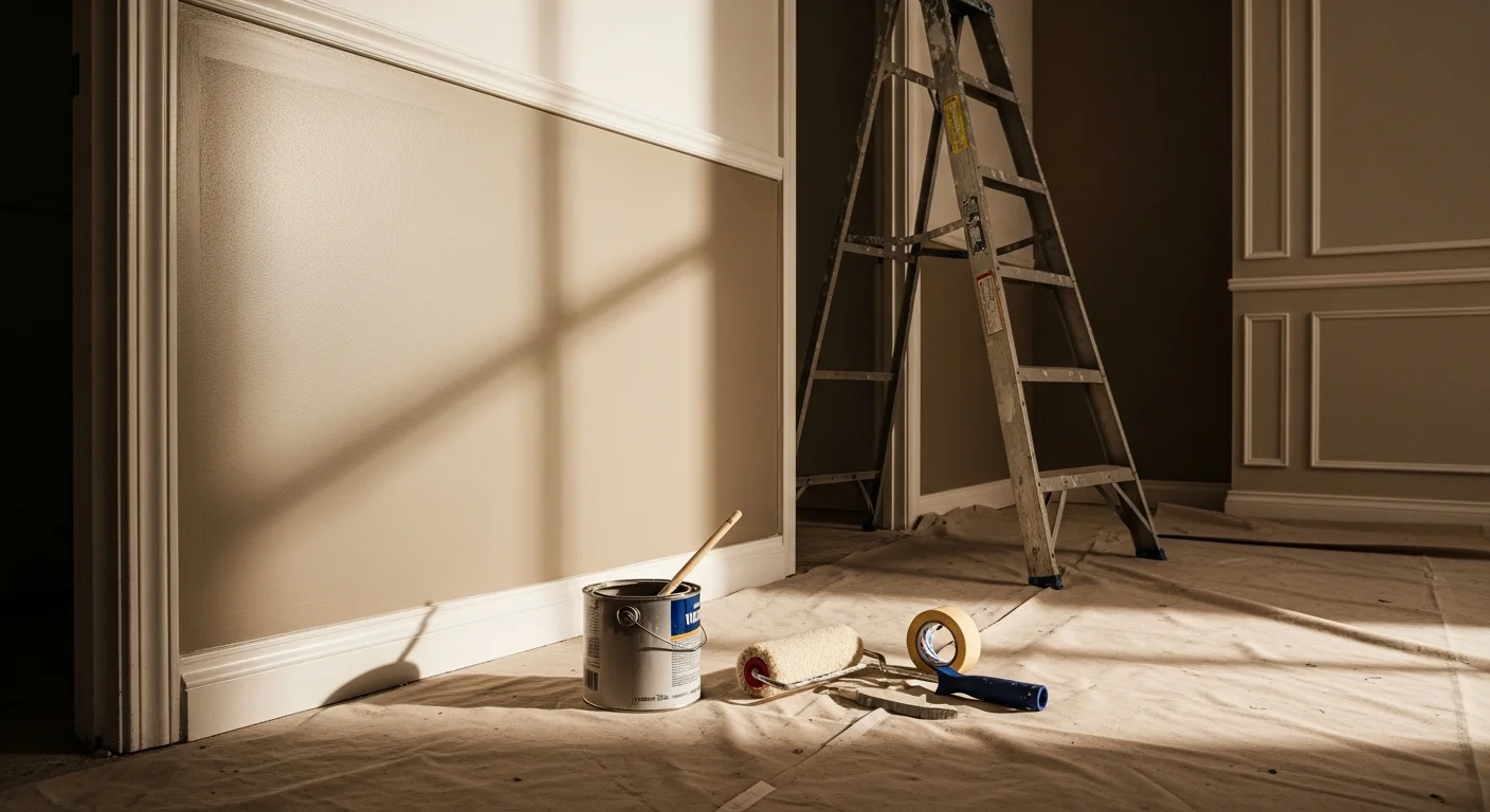 Professional painter applying fresh paint to interior wall